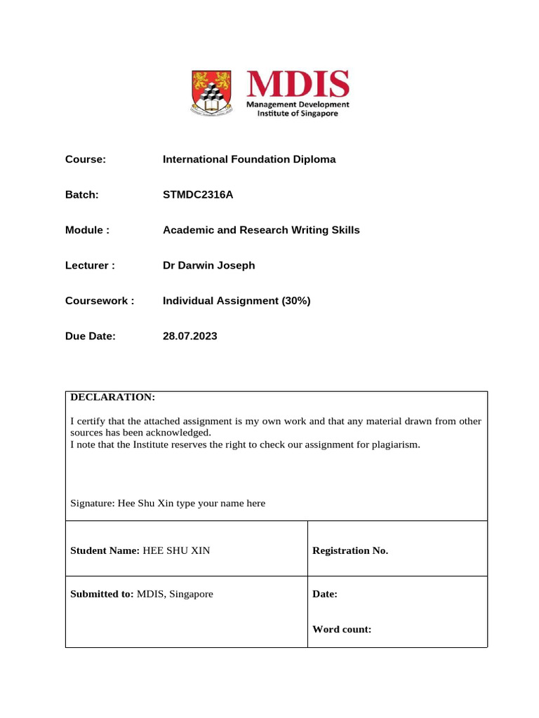 Individual Assignment Report Template | PDF