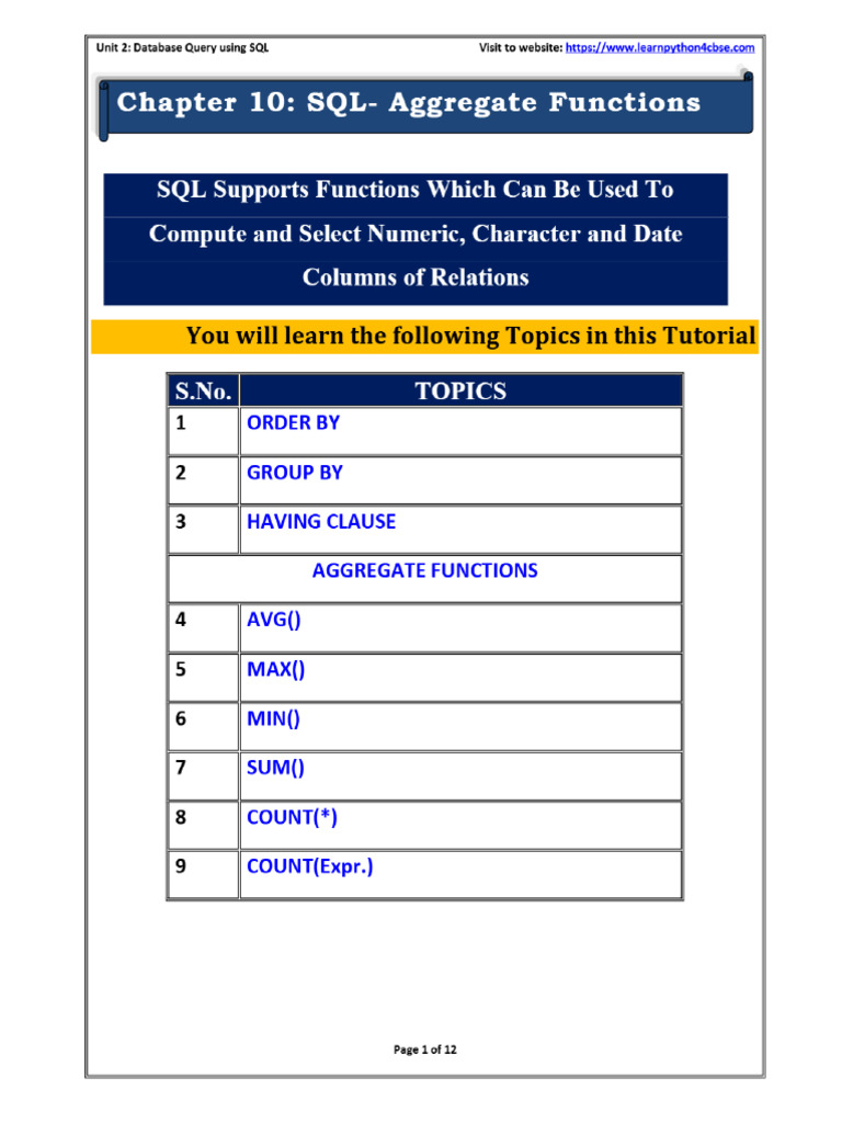 SQL Functions II | PDF