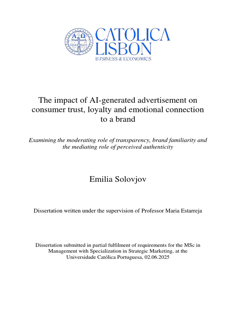 Solovjov 2025 AI Generated Advertisement Dissertation | PDF | Brand ...