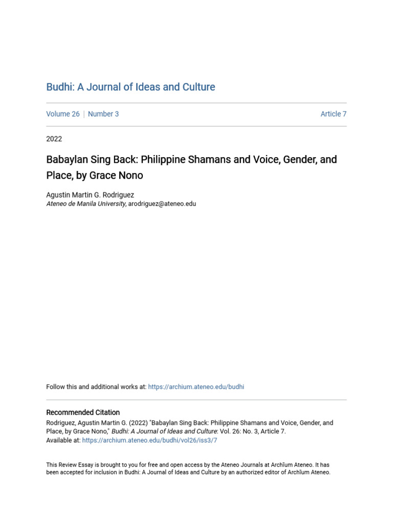 Babaylan Sing Back_ Philippine Shamans and Voice Gender and Pla (1) | PDF