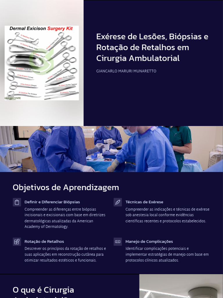 Exerese de Lesoes Biopsias e Rotacao de Retalhos em Cirurgia ...
