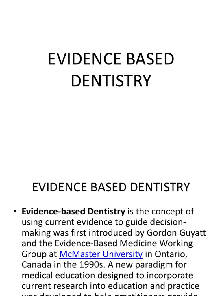 Evidence Based Dentistry PDF