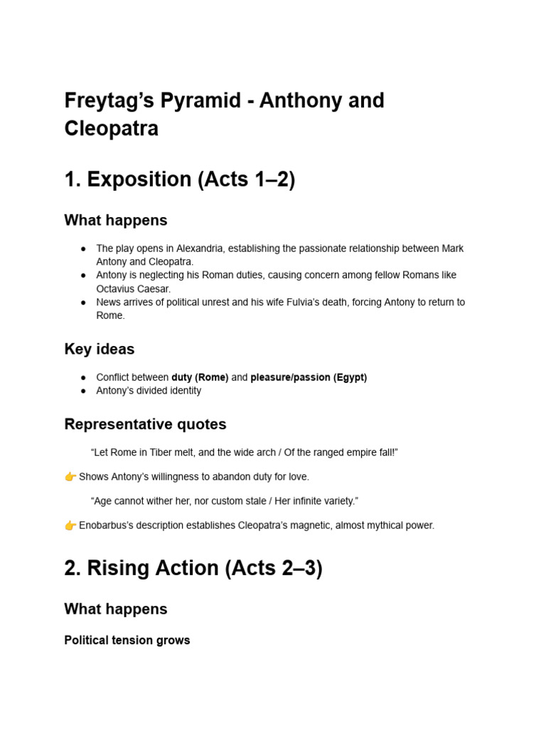 Freytag's Pyramid - Anthony and Cleopatra | PDF | Mark Antony | Cleopatra