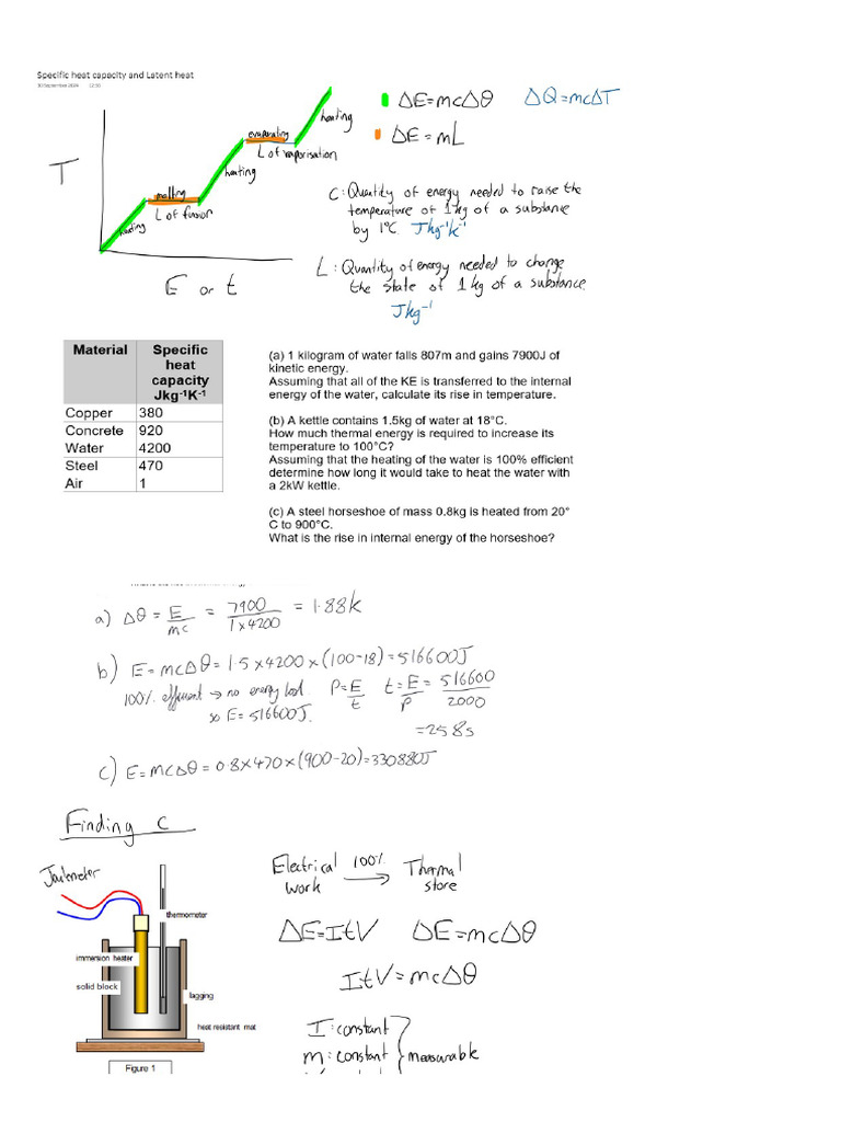 13E Specific Heat Capacity and Specific Latent Heat | PDF