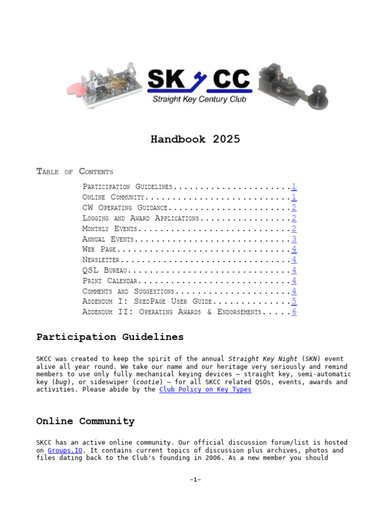SKCC Handbook 2025 English | PDF