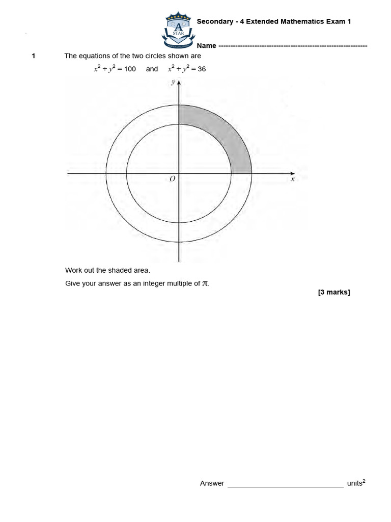 Sec 4 E Maths FIrst Term Exam 1 (1) | PDF | Triangle | Function ...