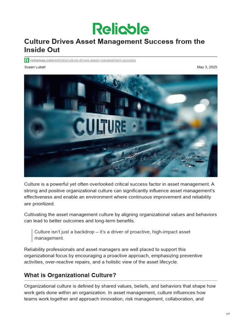 Reliamag.com-Culture Drives Asset Management Success From the Inside ...