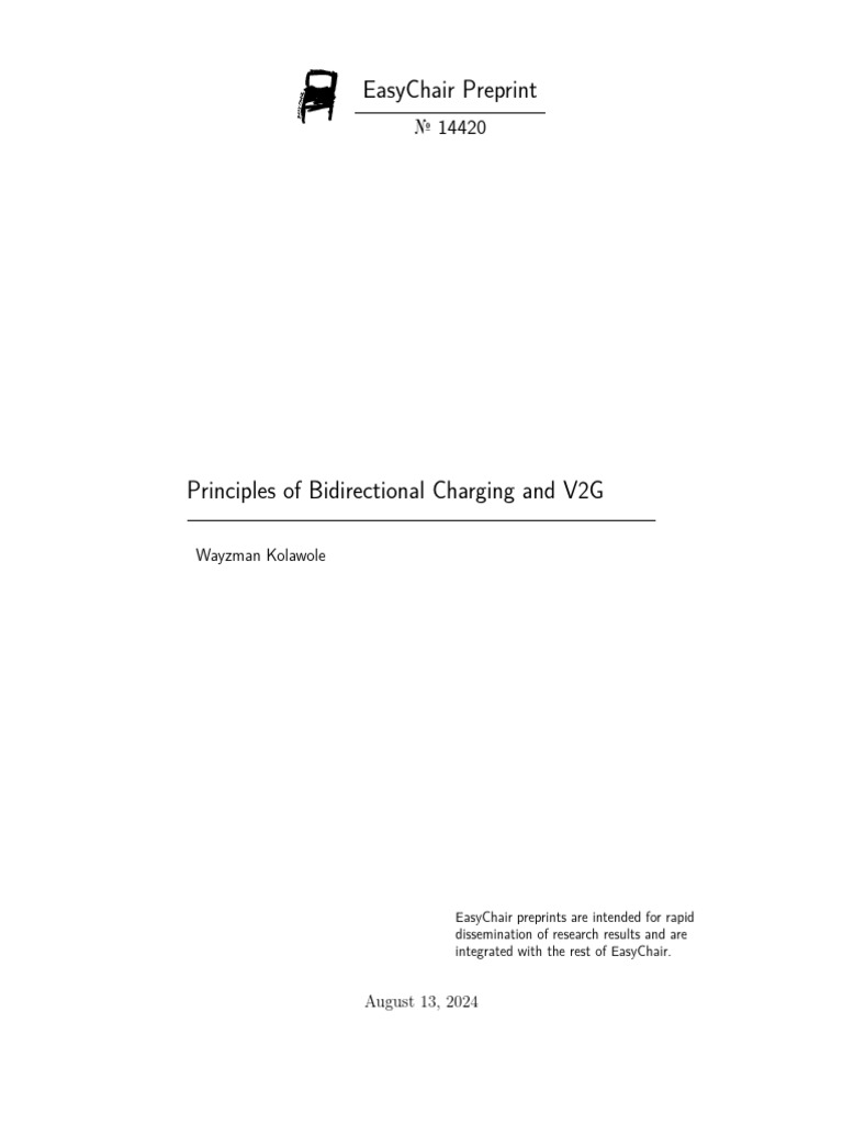 EasyChair Preprint 14420 | PDF | Electric Vehicle | Electrical Grid