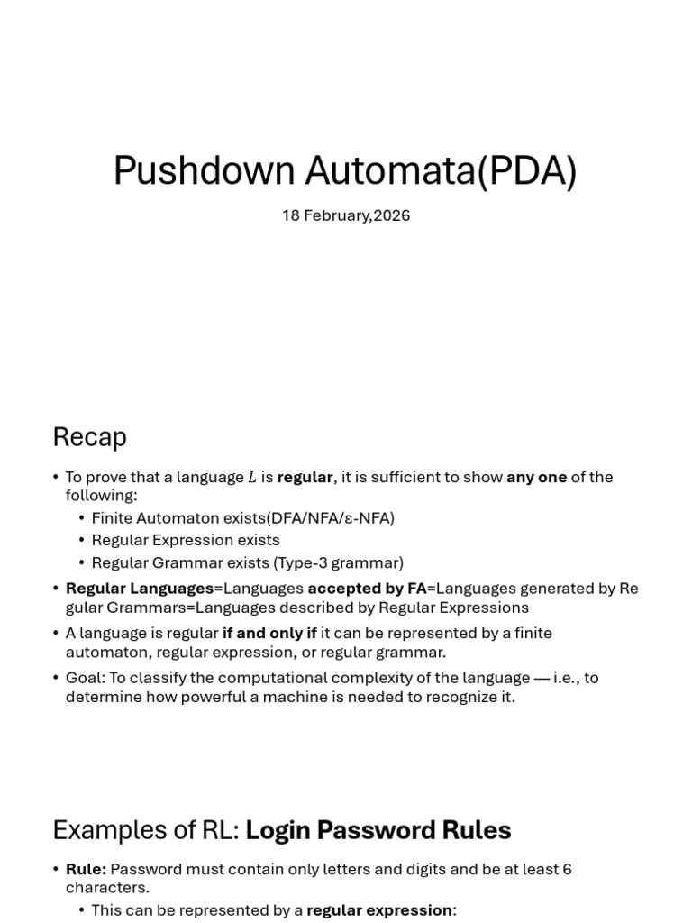 Pda | PDF | Regular Expression | Theory Of Computation
