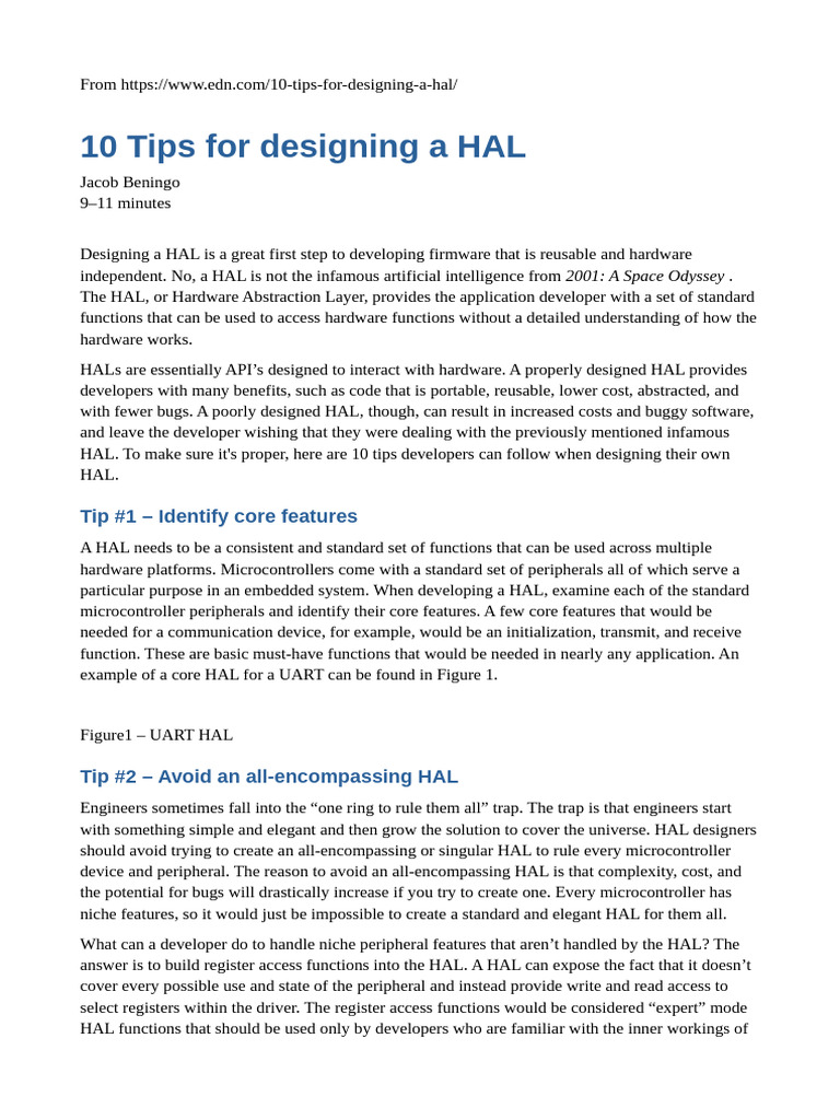 10 Tips for designing a HAL | PDF | Computer Programming | Computing