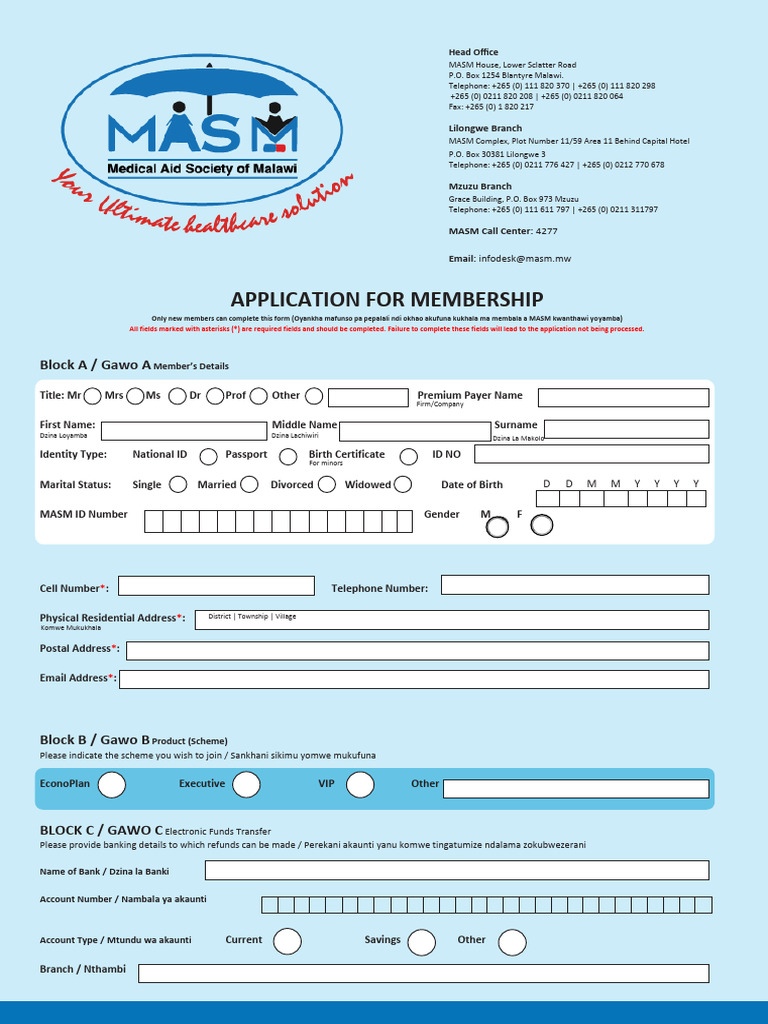 New Application for Membership Fillable | PDF | Chronic Condition | Blood