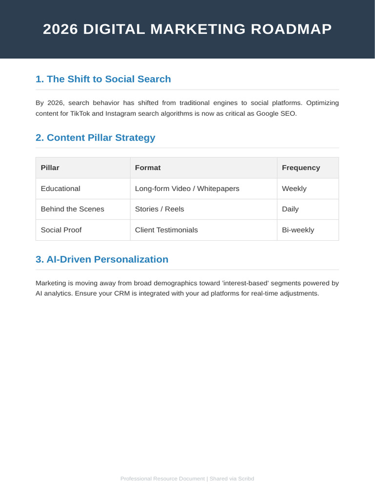 Digital Marketing Roadmap 2026 | PDF