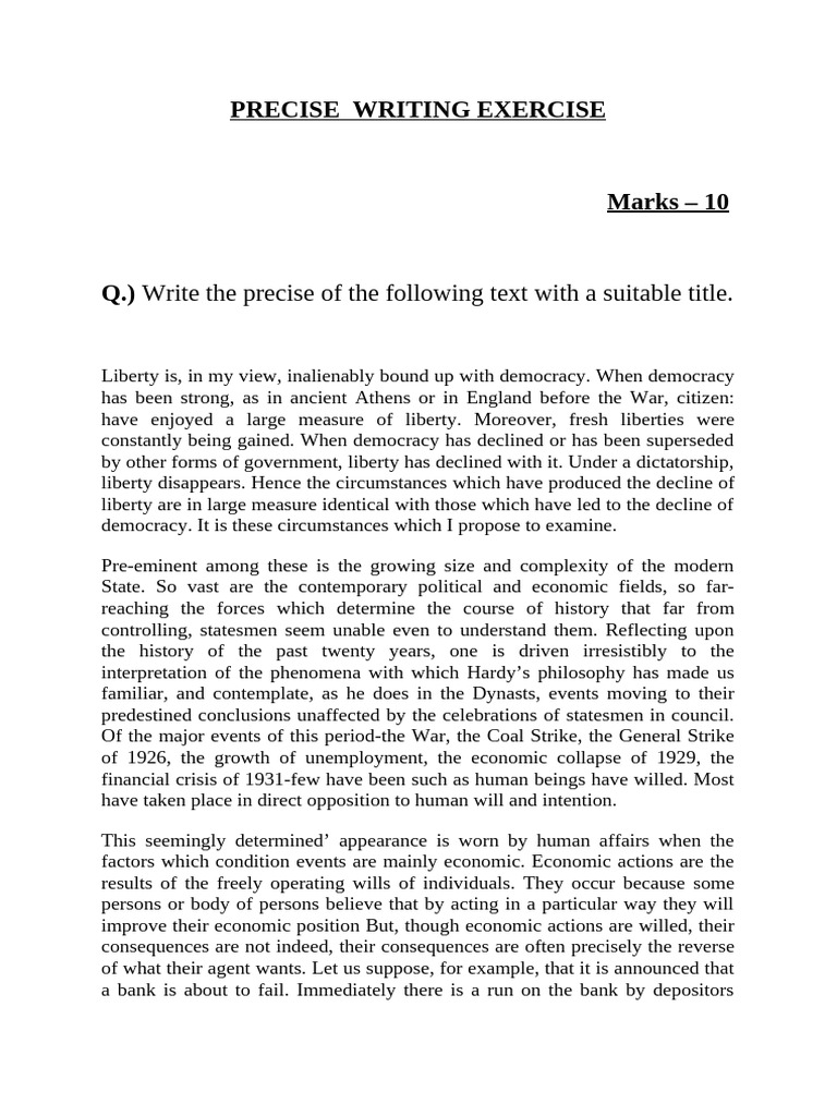Precise Writing Exercise | PDF | Democracy | Political Ideologies