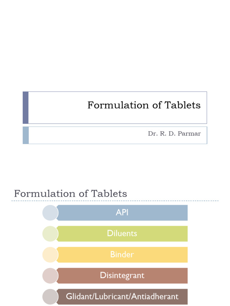 Formulation of Tablets | PDF | Tablet (Pharmacy) | Pharmaceutical ...
