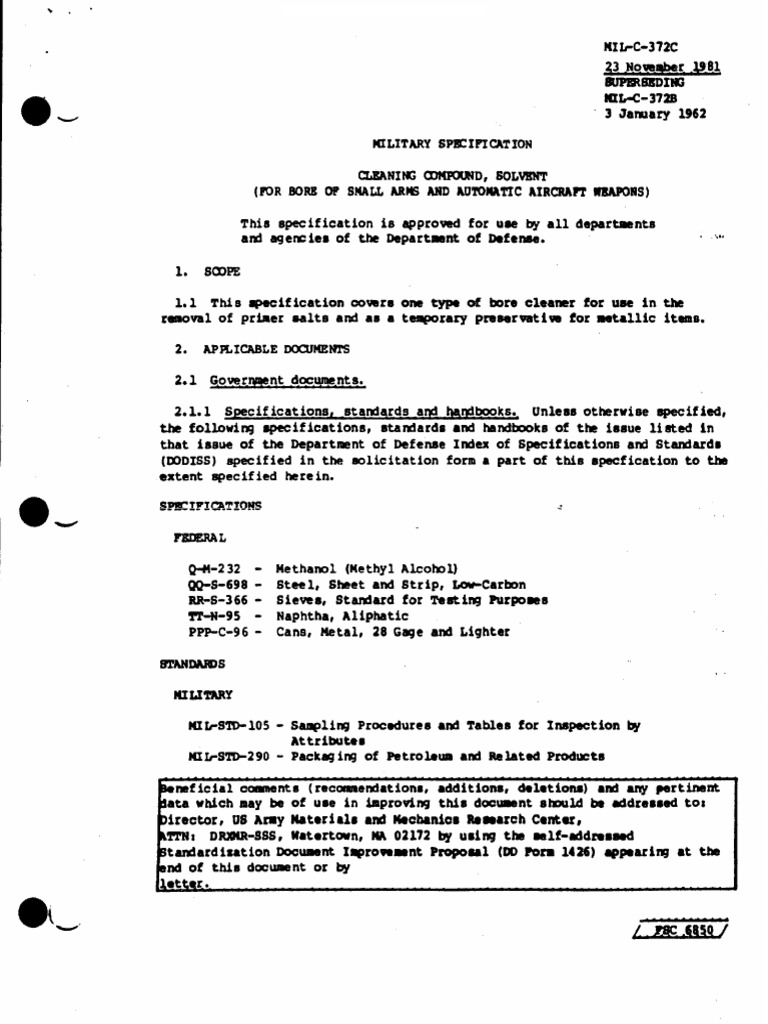 MIL-C-372C | PDF | Chemistry | Scientific Phenomena