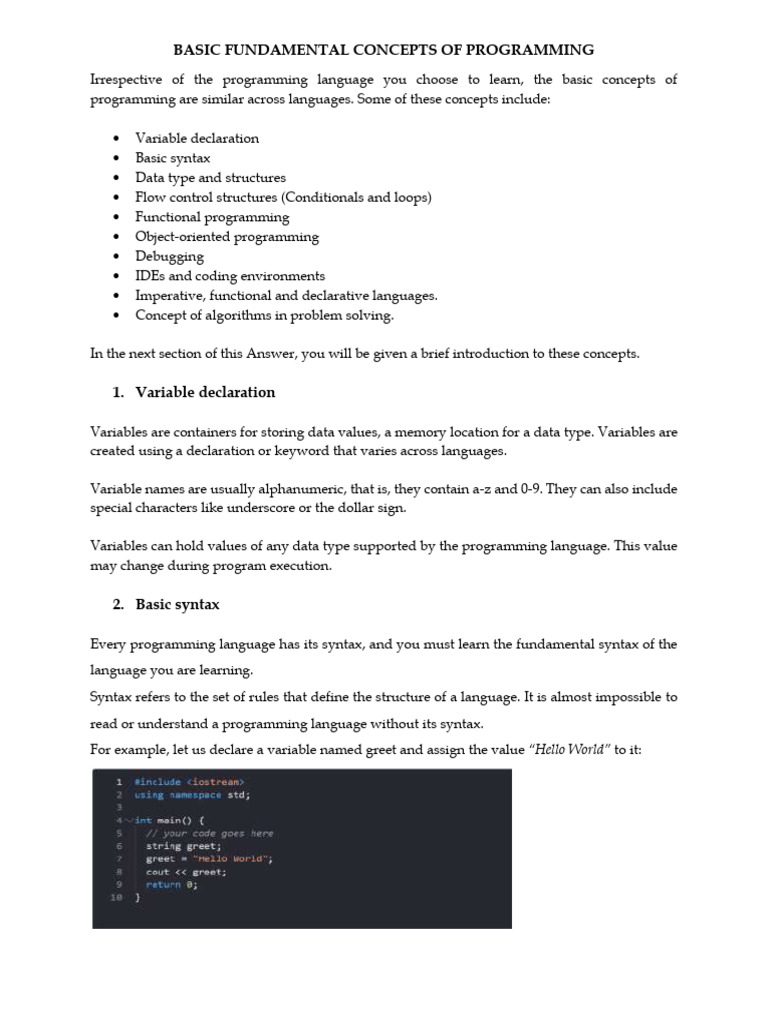 Basic Fundamental Concepts of Programming | PDF | Control Flow | Data Type