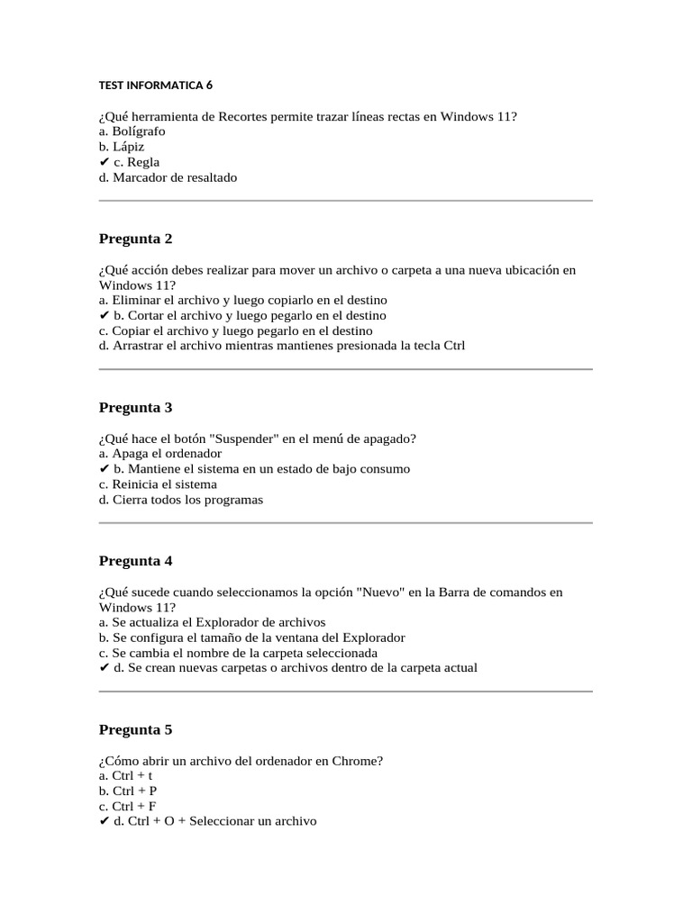 Test Informatica 1 | PDF