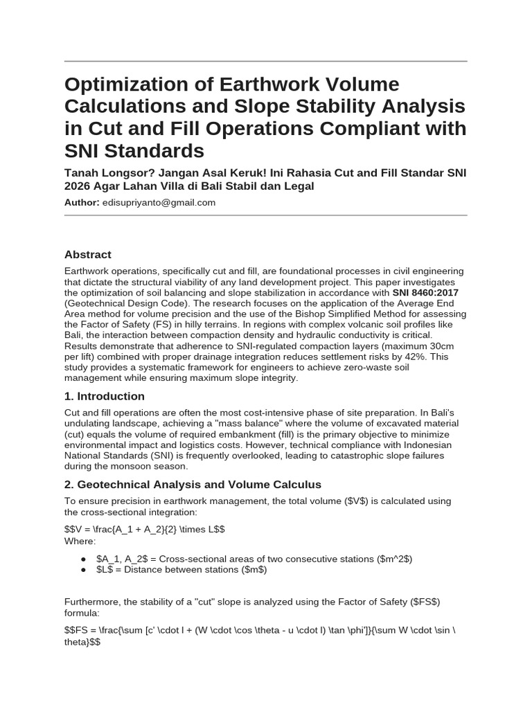 842--Optimization of Earthwork Volume Calculations and Slope Stability ...