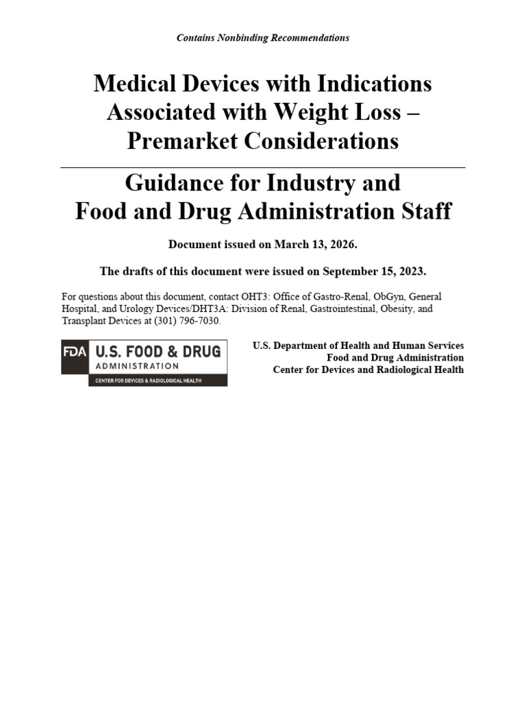 Medical-Devices-Indications-Weight-Loss-Guidance | PDF | Federal Food ...