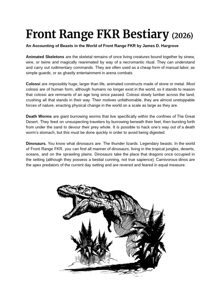 Front Range FKR 2026 (Bestiary) | PDF