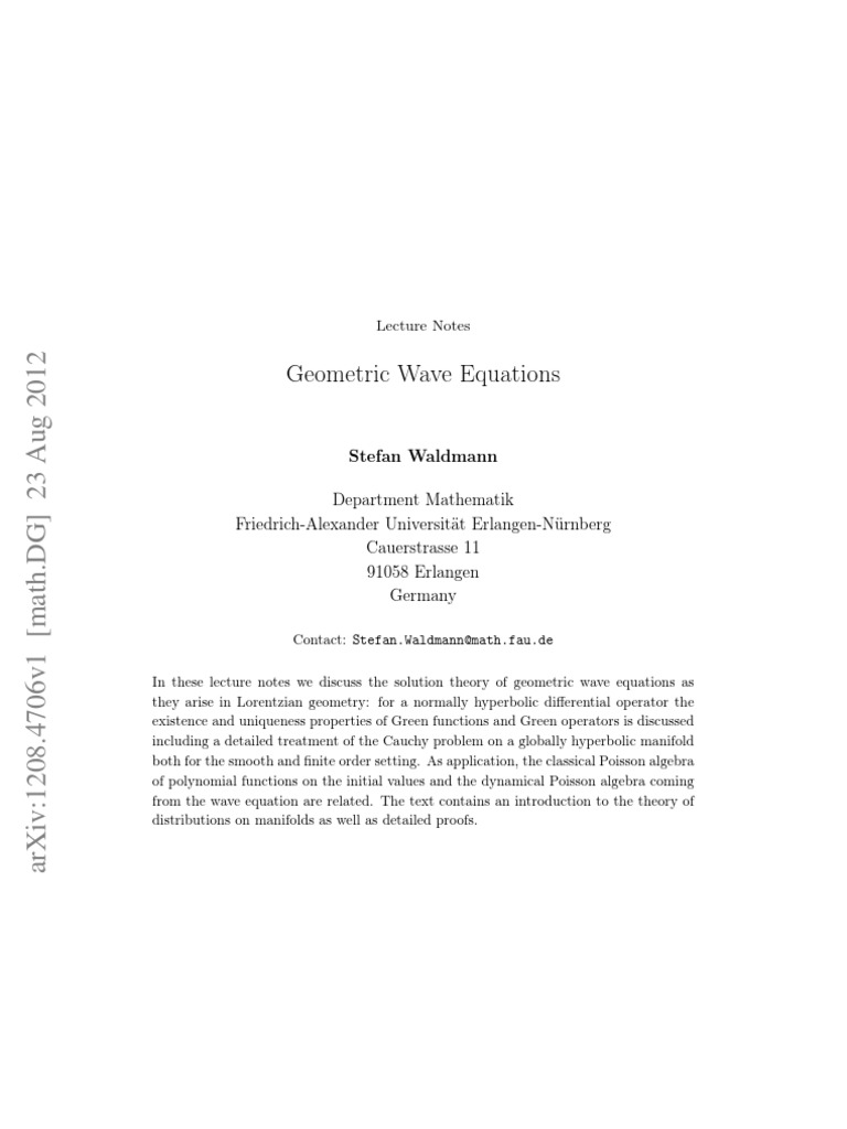 Geometric Wave Equations Guide | PDF | Distribution (Mathematics ...