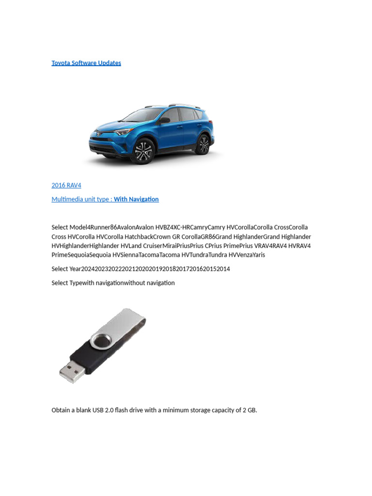 Toyota Software Updates | PDF | Usb Flash Drive | Computing