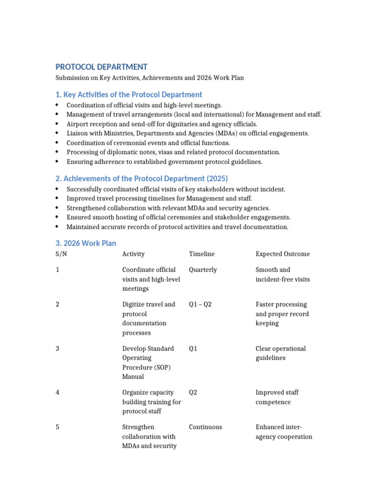 Protocol Department Submission 2026 Updated | PDF