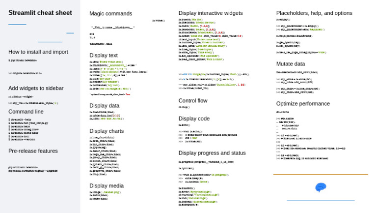 Streamlit Cheatsheet | PDF | Software Development | Computer Science