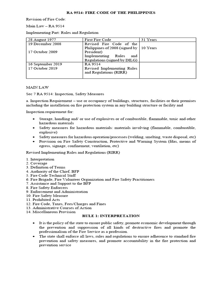 Ra 9514 Revised Fire Code of The Philippines | PDF | Fire Safety | Fine ...