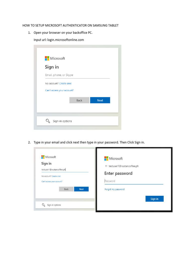 How to Setup Microsoft Authenticator on Samsung Tablet_1639611380 | PDF