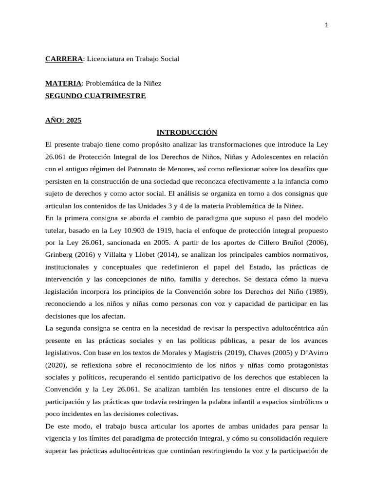 Protección Integral de Los Derechos de Niños, Niñas y Adolescentes ...