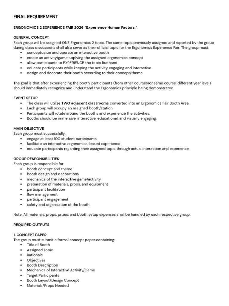 Final Requirement Ergonomics 2 | PDF | Classroom | Experience