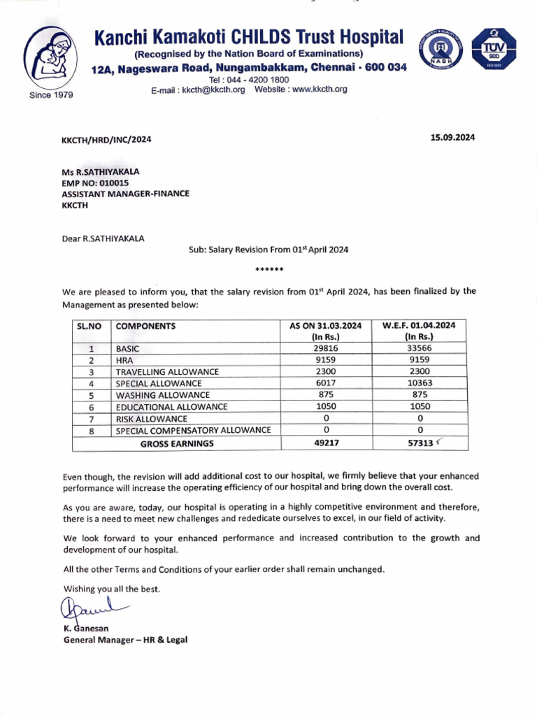 Salary Revision Letter | PDF