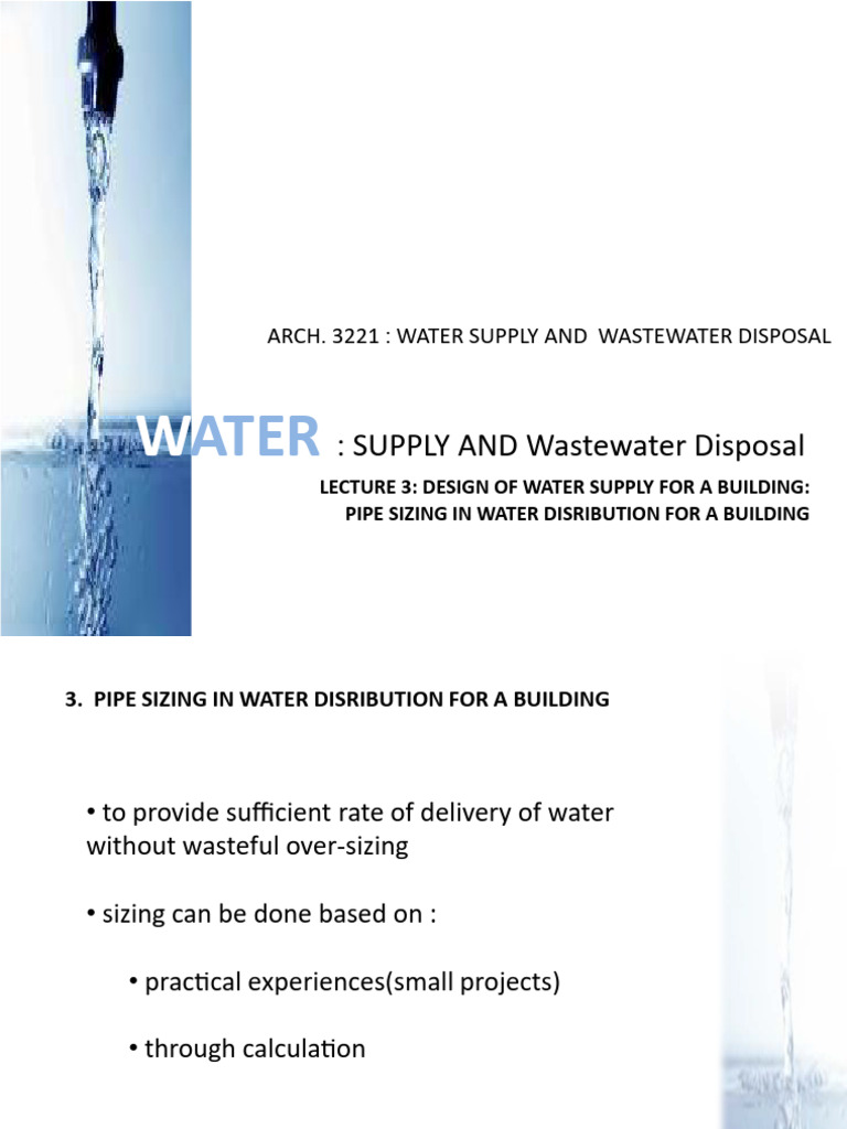 03-Design of Water Supply for a Building | PDF | Tap (Valve) | Water ...