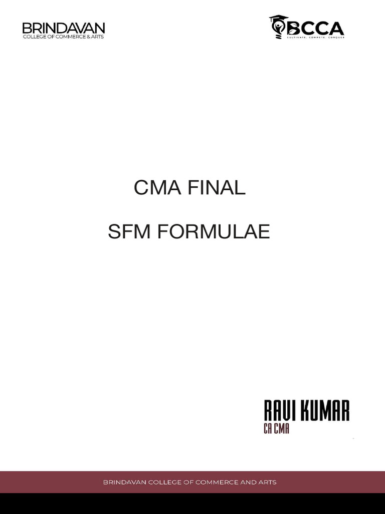Sfm Formulae Merged | PDF | Net Present Value | Capital Budgeting