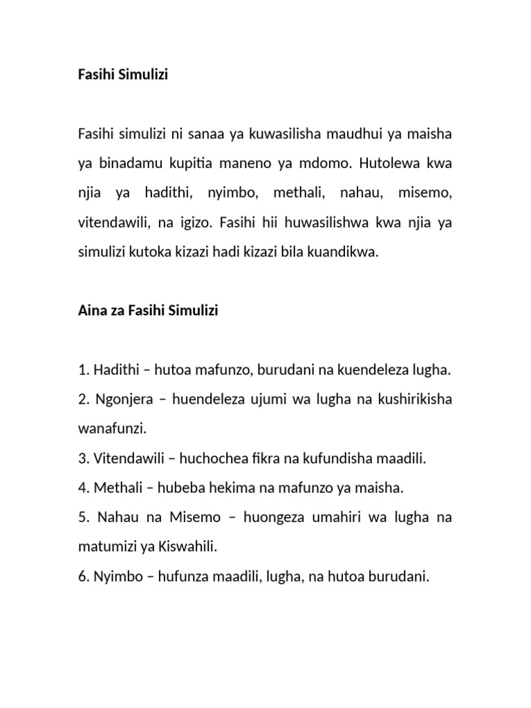 Fasihi Simuli dte 2025 | PDF