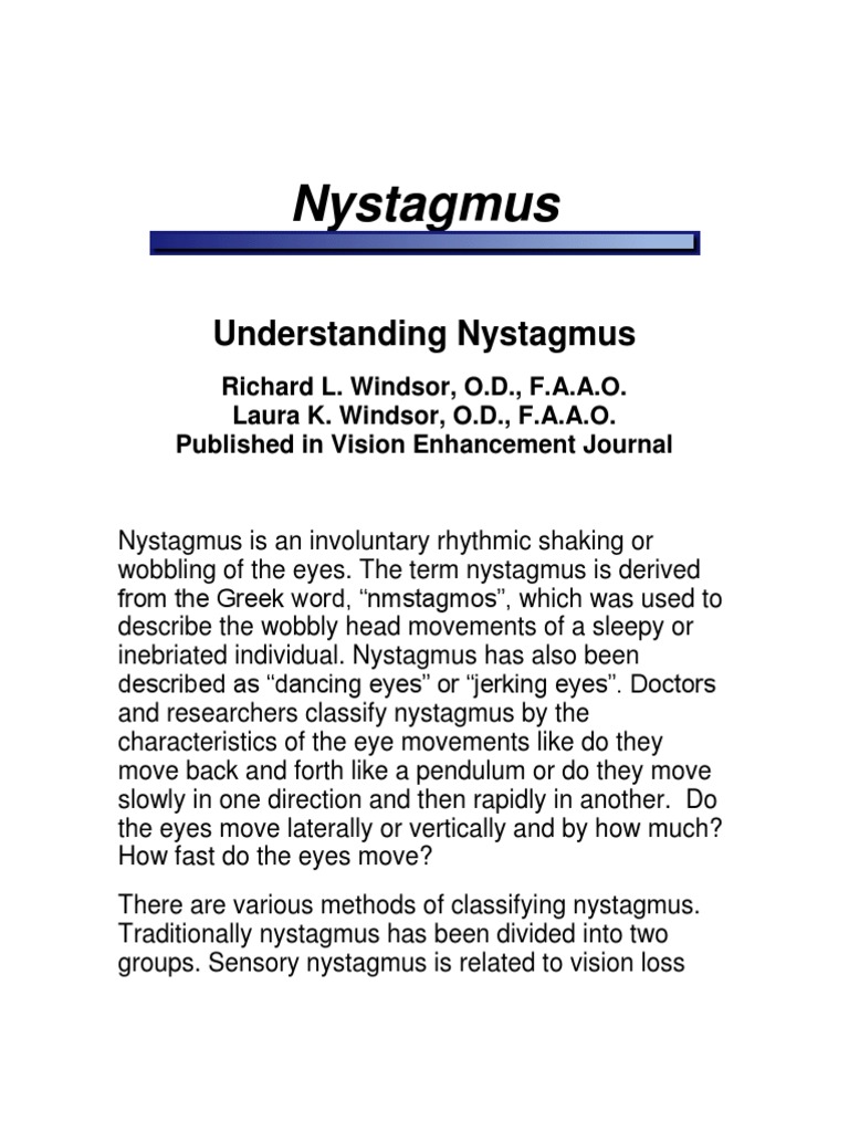 Nystagmus Visual Impairment Vertigo