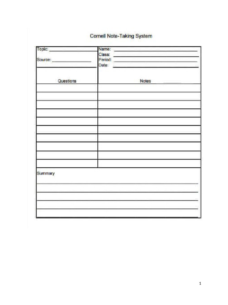 Final Cornell Note-taking Handout for Printing | PDF | Cannabis (Drug ...