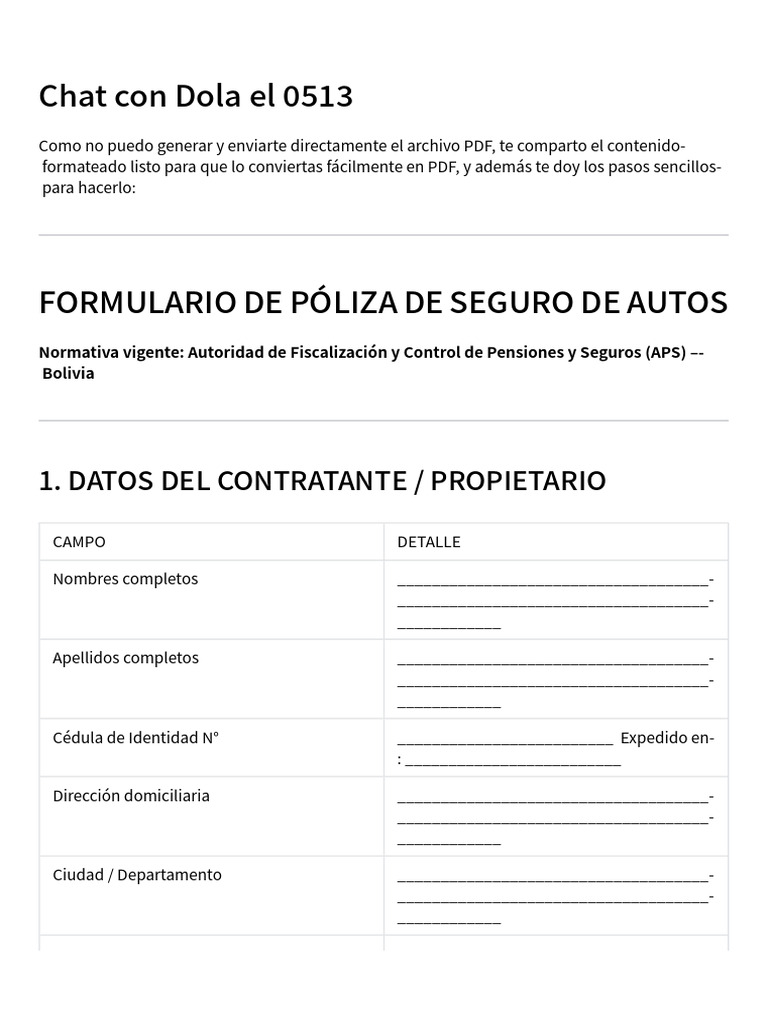 Chat Con Dola El 0513 | PDF | Seguro de vehículo | Seguro