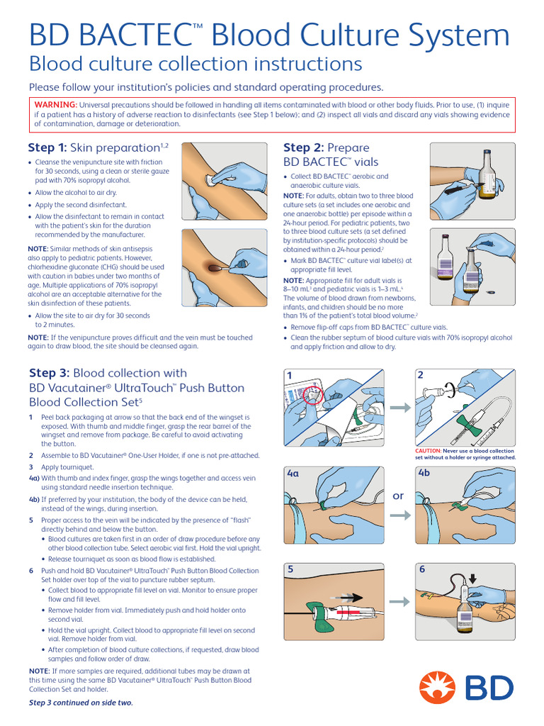 BD BACTEC™ Blood Culture Collection Instructions | PDF | Medicine ...