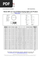 Standard Spring Washer Dimensions Chart | PDF | Washer (Hardware)