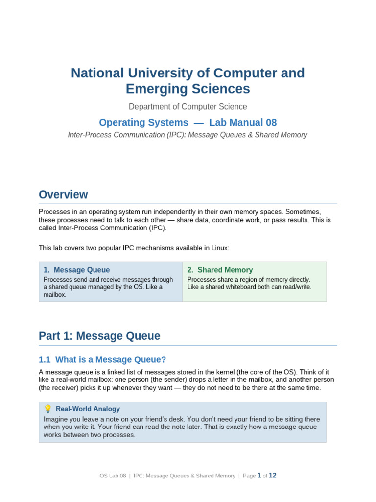 Lab08 - IPC - Shared Memory and Messaeg Queue | PDF | Pointer (Computer ...