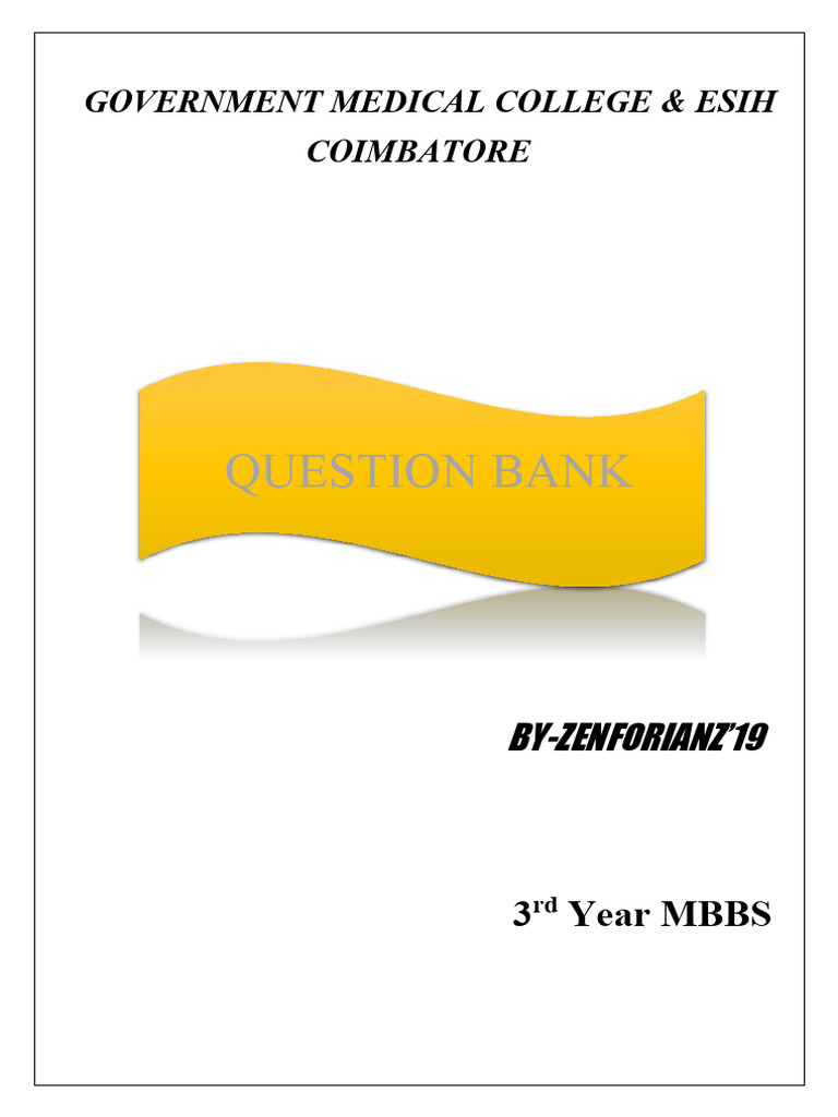 3rd Year MBBS Question Bank | PDF | Glaucoma | Vaccines