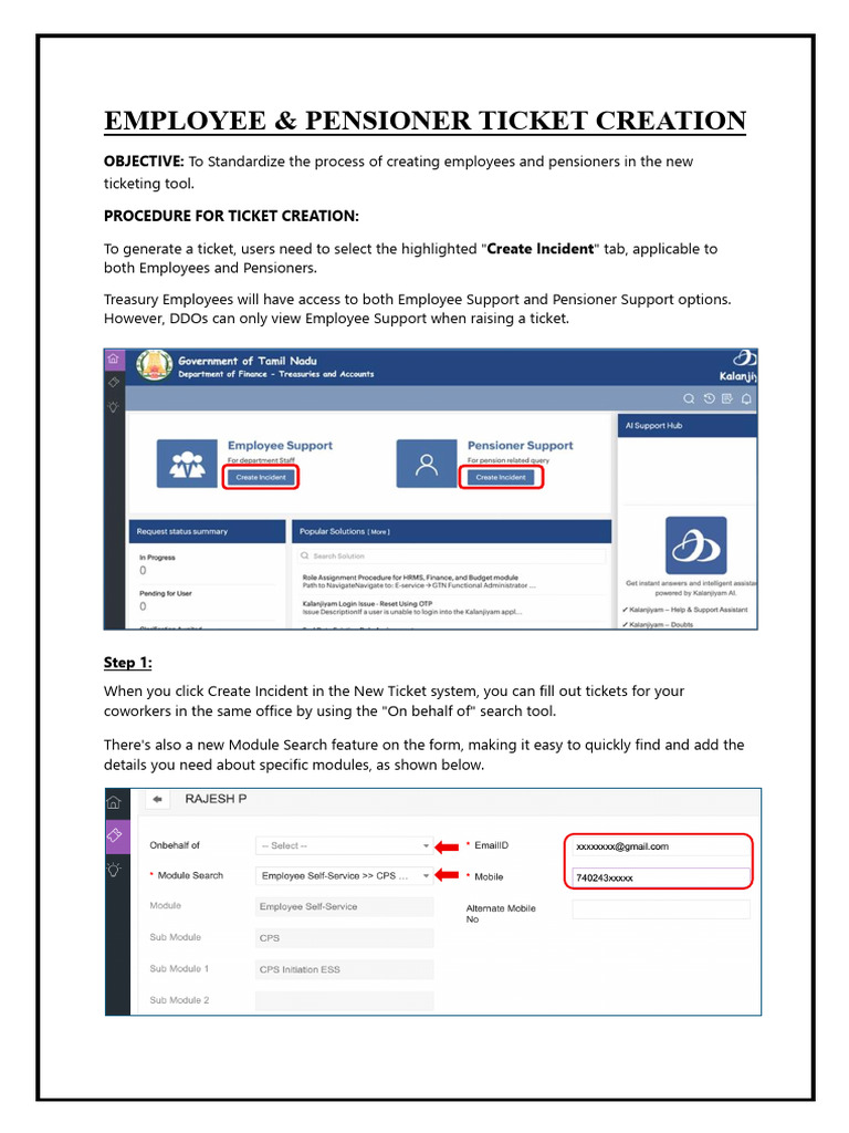 SOP for Employee and Pensioner Ticket Creation | PDF | Button ...