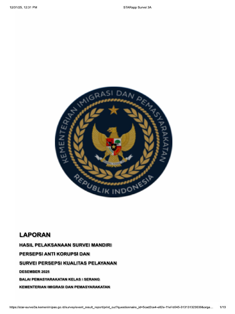 Laporan Hasil SPKP SPAK Des 2025 | PDF