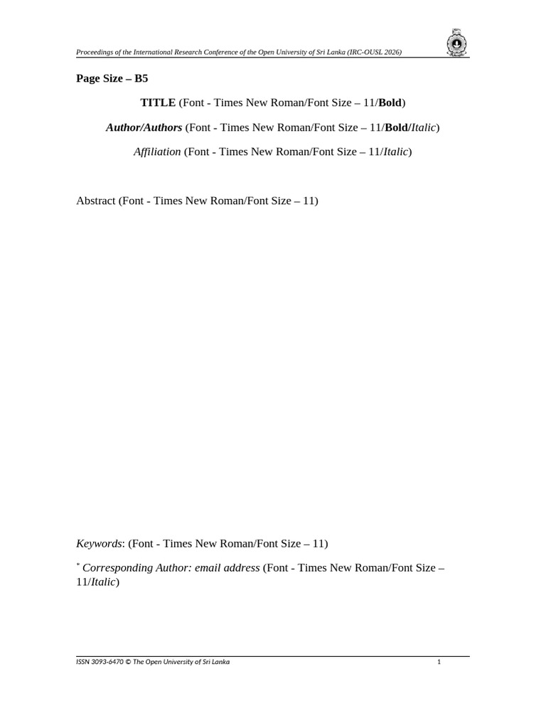 IRC OUSL 2026 Template for Abstract | PDF