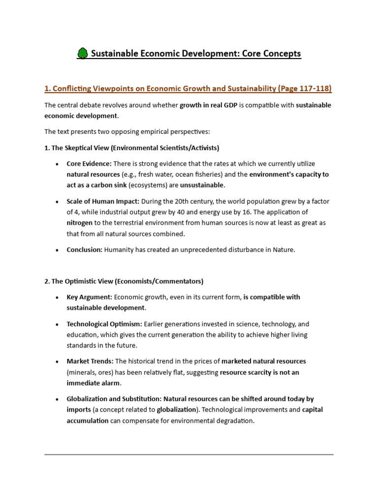 Unit- 3 Ch-7 Sustainable Economic Development (Partha Dasgupta) | PDF ...