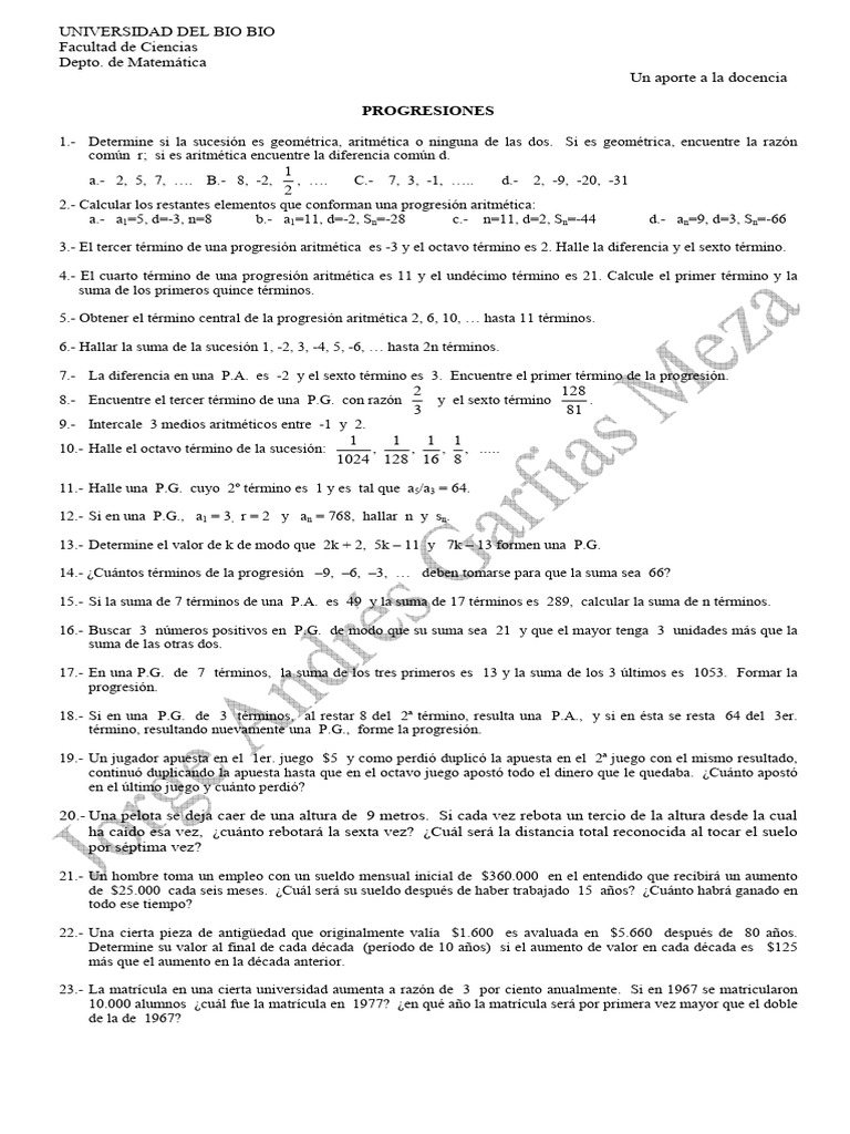 Solo Progresiones | PDF | Aritmética | Secuencia
