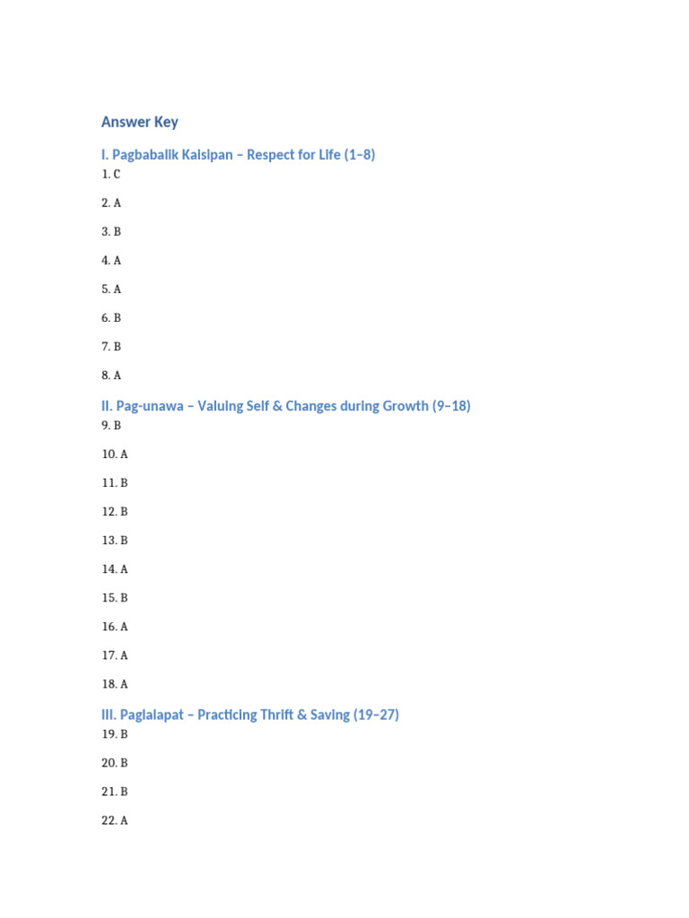 Answer Key Grade5 | PDF