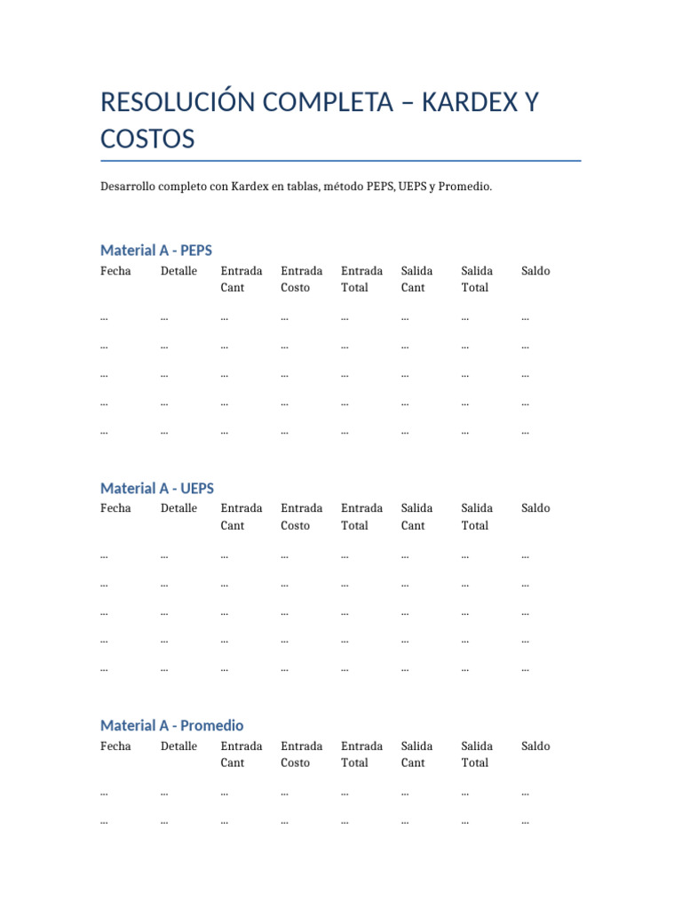 Kardex Completo | PDF